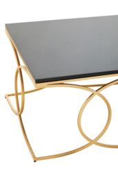 Orsina Black Marble Coffee Table, Gold Finish Stainless Steel Frame, Minimalist Rectangular Coffee Table - thumbnail 4