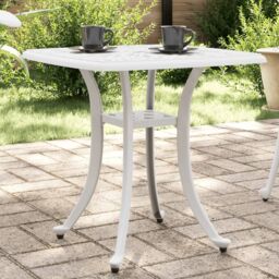 Berkfield Home Garden Table White 53x53x53 cm Cast Aluminium - Size: 53 x 53 x 53 cm - thumbnail 1