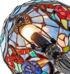 Happy Homewares Humming Bird Tiffany Lamp with Colourful Stained Glass Shade - thumbnail 3
