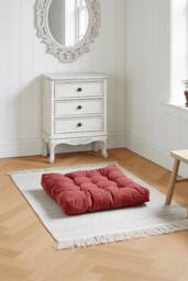 Soft Padded Corduroy Home Chair Cushion in Red - Size: 55 cm x 55 cm - thumbnail 4