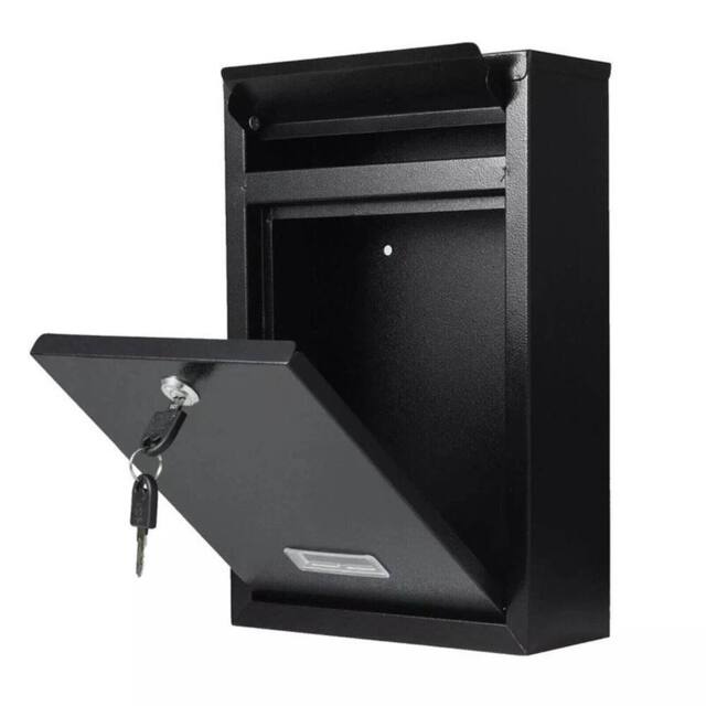 Nordara Simple Outdoor Lockable Letter Post Box Mailbox in Black - Size: 500mm - image 1