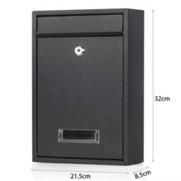 Nordara Simple Outdoor Lockable Letter Post Box Mailbox in Black - Size: 500mm - thumbnail 2