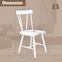 Costway Set of 2 Windsor Dining Chairs Wooden Side Chair Armless Chairs W/ Ergonomic Back in White - thumbnail 2