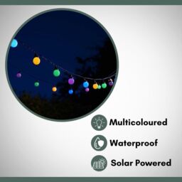 Marco Paul 4.35m Multicoloured Solar Powered Festoon String Lights - thumbnail 5