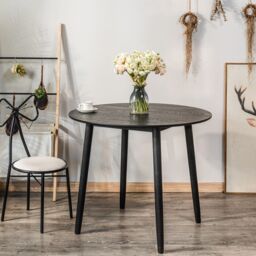 Nordlys Round Scandinavian Design Dining Table Wood in Black - thumbnail 2