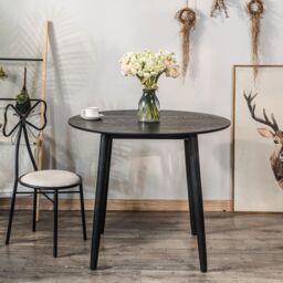 Nordlys Round Scandinavian Design Dining Table Wood in Black - thumbnail 3