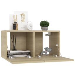 Berkfield Home Hanging TV Cabinets 3 pcs Sonoma Oak 60x30x30 cm in Brown - Size: 60 x 30 x 30 cm - thumbnail 3