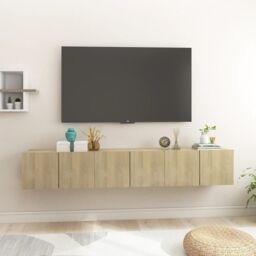 Berkfield Home Hanging TV Cabinets 3 pcs Sonoma Oak 60x30x30 cm in Brown - Size: 60 x 30 x 30 cm - thumbnail 1