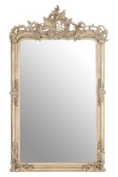 Orsina Silver Wall Mirror With Thick Moulded Frame, Hanging Mirror, Decorative Antique Wall Mirror With Foliage Motif - thumbnail 1