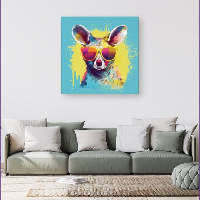 Warren Reed - Designer Splashart Wallaby In Glasses Canvas - Size: w40 inch x h40 inch - image 1