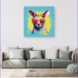 Warren Reed - Designer Splashart Wallaby In Glasses Canvas - Size: w40 inch x h40 inch - thumbnail 1