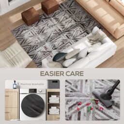 HOMCOM Non-Slip Washable Rug, Chenille Floor Carpet for Living Room in Brown - Size: 230 cm x 160 cm - thumbnail 6