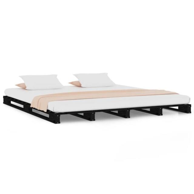 Berkfield Home Pallet Bed Black 120x190 cm Small Double Wood Pine - image 1