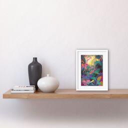 "Artery8 Wall Art Print Vibrant Tropical Rainforest Sunrise Artwork Framed 9X7 Inch in White - Size: W7"" x H9""" - thumbnail 2