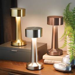 Coopers of Stortford Rechargeable Table Lamp with Touch Light & Metal Finish in Rose Gold - thumbnail 2