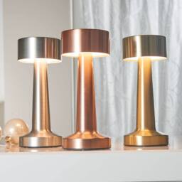 Coopers of Stortford Rechargeable Table Lamp with Touch Light & Metal Finish in Rose Gold - thumbnail 3