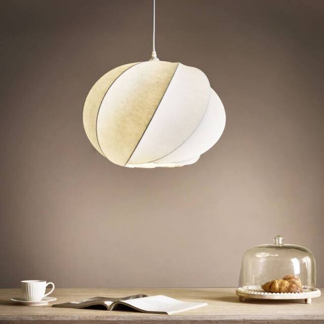 Wyld and Coco Faux Silk Pendant Lamp White Handmade Modern Ceiling Light - image 1