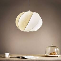Wyld and Coco Faux Silk Pendant Lamp White Handmade Modern Ceiling Light