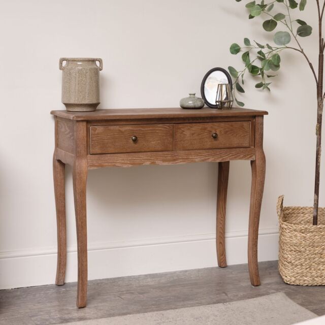 Melody Maison Dark Wood 2 Drawer Dressing Table - Ashwell Range in Dark Brown - image 1