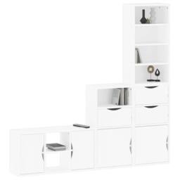 Berkfield Home 4 Piece TV Units with Storage ODDA White Solid Wood Pine - thumbnail 4