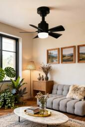 Living and Home Sophisticated LED Ceiling Fan Light in Black