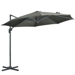 OUTSUNNY 3 x 3(m) Cantilever Parasol with Cross Base, Garden Umbrella in Grey - thumbnail 2