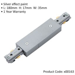 Loops Commercial Track Light Central Connector - 180mm Length - Silver Rail System in Metallics - thumbnail 2