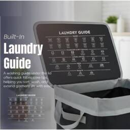 MANTRARAJ 100L Laundry Basket Washing Clothes Storage Bin Folding With Lid Black - thumbnail 4
