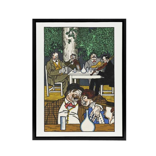 "Artery8 Musicians At The Heuriger Music Moriz Jung Framed Canvas Wall Art - Size: W12"" x H16""" - image 1