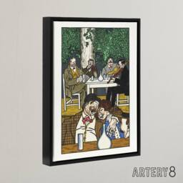 "Artery8 Musicians At The Heuriger Music Moriz Jung Framed Canvas Wall Art - Size: W12"" x H16""" - thumbnail 2