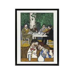 "Artery8 Musicians At The Heuriger Music Moriz Jung Framed Canvas Wall Art - Size: W12"" x H16""" - thumbnail 1