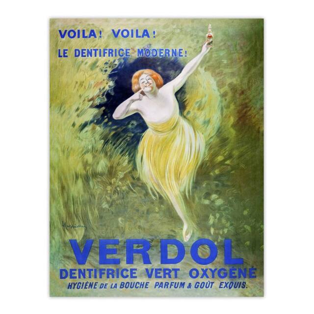 "Artery8 Verdol Toothpaste Vintage Advert Vintage Wall Art Print Cappiello in Green - Size: W12"" x H16""" - image 1