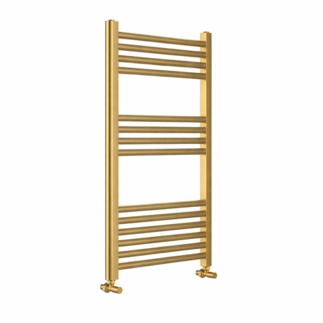 Bathroom Kingdom Omata Brushed Brass Straight Heated Towel Rail 800x500mm in Gold - image 1