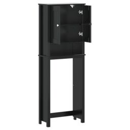 Berkfield Home Over-the-Toilet Storage BERG Black 60x27x164.5 cm Solid Wood - thumbnail 4