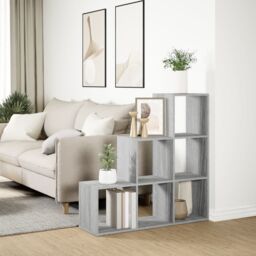 Berkfield Home Room Divider Bookcase¬†3-Tier¬†Grey Sonoma 99x29x99 cm Engineered Wood in Grey - Size: 99 x 29 x 99 cm - thumbnail 4
