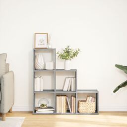 Berkfield Home Room Divider Bookcase¬†3-Tier¬†Grey Sonoma 99x29x99 cm Engineered Wood in Grey - Size: 99 x 29 x 99 cm - thumbnail 3