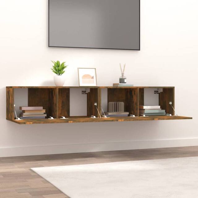 Berkfield Home TV Cabinets 2 pcs Smoked Oak 80x30x30 cm Engineered Wood in Brown - Size: 80 x 30 x 30 cm - image 1