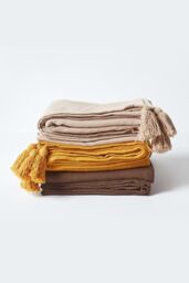 Homescapes Cotton Rajput Ribbed Throw in Chocolate - Size: 225 cm x 255 cm - thumbnail 6