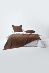 Homescapes Cotton Rajput Ribbed Throw in Chocolate - Size: 225 cm x 255 cm - thumbnail 3