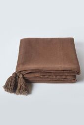 Homescapes Cotton Rajput Ribbed Throw in Chocolate - Size: 225 cm x 255 cm - thumbnail 2