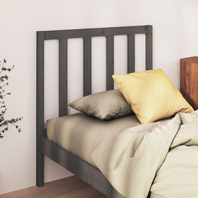 Berkfield Home Bed Headboard Grey 96x4x100 cm Solid Wood Pine - Size: 96 x 4 x 100 cm - image 1