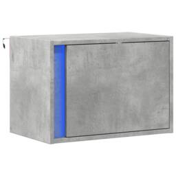 Berkfield Home Wall-mounted Bedside Cabinet with LED Lights Concrete Oak in Grey - thumbnail 3