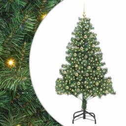 Berkfield Home Christmas Tree with 300 LEDs with Stand Green 210 cm PVC - thumbnail 2