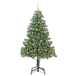 Berkfield Home Christmas Tree with 300 LEDs with Stand Green 210 cm PVC - thumbnail 3