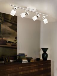 Loops Wall Light Colour 4 Spots Chrome Plated & White Steel Bulb GU10 4x5W Included - thumbnail 3