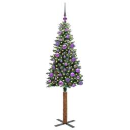 Berkfield Home Elegant Slim Christmas Tree with 150 LEDs Green & White 150 cm - thumbnail 1