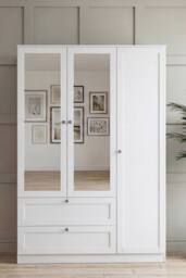 Home Discount Vida Designs Altino 3 Door 2 Drawer Mirrored Wardrobe Storage in White - thumbnail 7