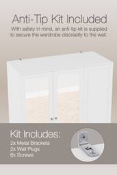 Home Discount Vida Designs Altino 3 Door 2 Drawer Mirrored Wardrobe Storage in White - thumbnail 4