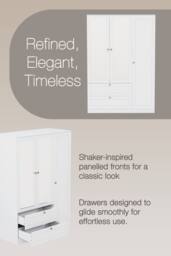 Home Discount Vida Designs Altino 3 Door 2 Drawer Mirrored Wardrobe Storage in White - thumbnail 5