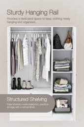 Home Discount Vida Designs Altino 3 Door 2 Drawer Mirrored Wardrobe Storage in White - thumbnail 3